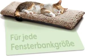 Knupis Tierdecke Fensterliege für Katzen Selbstwärmende Fensterbankmatte 90x28 cm Braun, Polyester, Rutschfest, selbstwärmend, waschbarer Bezug, nachhaltig, tragbar