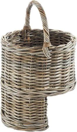 Kobolo Aufbewahrungskorb Treppenkorb Korb Rattan - kubu grey - mit Henkel (1 Stück)