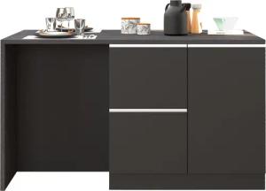 KOCHSTATION Kücheninsel KS-Sole, Kochinsel, Küchenarbeitsblock, Inselküche, Arbeitsinsel, Breite 152,5 cm, mit Essplatz, Handtuchhalter, Fächer und Weinregal