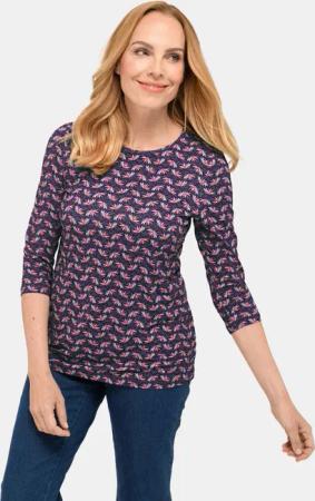 Kombinierfreundlich gemustertes Shirt - marine / geblümt - Gr. 50 von Goldner Fashion