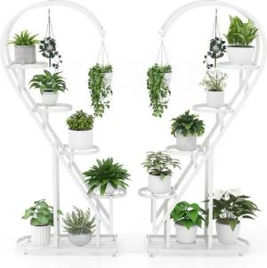 KOMFOTTEU Blumenständer 5-stufiger Metall-Pflanzenständer, mit 4 Aufhängehaken