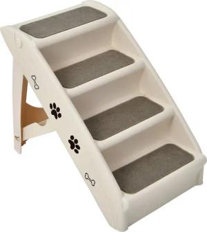 KOMFOTTEU Haustiertreppe Hundetreppe, mit 4 Stufen, tragbar&klappbar