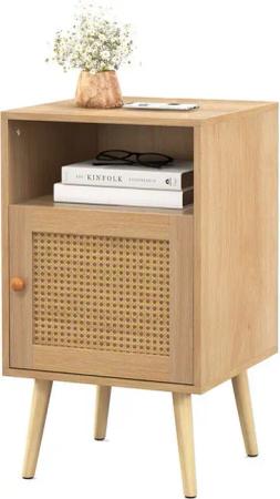 KOMFOTTEU Nachttisch (1-St), mit Türschrank & Offenem Regal