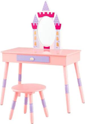KOMFOTTEU Schminktisch Kinder (Set), mit Spiegel & Hocker