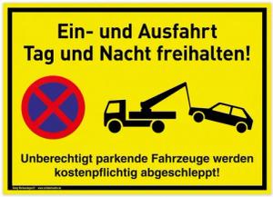 König Werbeanlagen Hinweisschild Großes Schild Ein- und Ausfahrt, PVC 42x30 cm, Tag und Nacht freihal