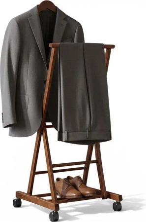 KONSIMO® Herrendiener AGLAS Kleiderbutler, auf Drehrollen, aus massivem Buchenholz, (1 St), hergestellt in der EU, elegant und modern, handgefertigt