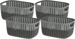 Koopman Aufbewahrungskorb Organizer Box Kiste Kunststoff 23x17x12cm 4 er Set (4 St), 4er Set, Regal, Anthrazit, Kunststoff, Stabil