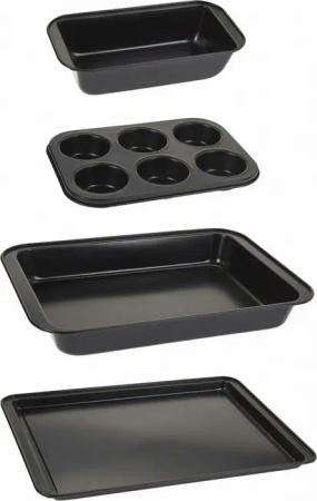 Koopman Backform Backform-Set Backblech Muffinform Schwarz Kuchenform 4tlg, (4-tlg), Metall, Backutensilien, Schwarz, Kochutensilien, Robust