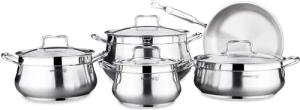 Korkmaz Estima Kochgeschirr-Set mit Glasdeckel - 9-teilig - Edelstahl