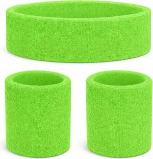 Kostümheld® Schweißband 3 in 1 Schweißband Set - mit Stirnband - Retro 90 Kostüm für Fasching, Einheitsgröße