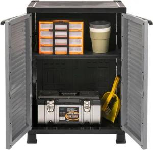 Kreher Mehrzweckschrank 'STAR' aus Kunststoff mit einem Einlegeboden in Schwarz/Grau