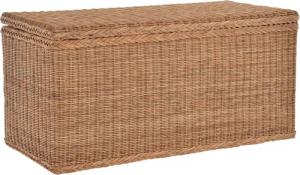 Krines Home Truhe Große Rattantruhe MAX Wäschetruhe mit Deckel Natur Rattan Truhe, Aufbewahrung XXL 115x55x55cm