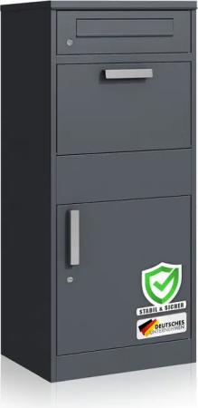 Kubus Paketbox mit Briefkasten Mathieu, Stahl-Paketkasten mit wasserfestem Schutz, Integriertes Schloss in Anthrazit