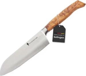 KÜCHENSCHARF Santokumesser 16 cm mit Olivenholzgriff - Ergonomisches Kochmesser, Für Profi- und Hobbyköche
