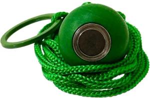 Kugelmagnet – Farbe Dunkelgrün, am Band mit starker Zugkraft ca. 4 kg