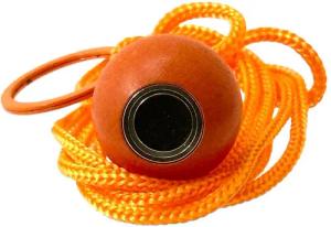 Kugelmagnet – Farbe Orange, am Band mit starker Zugkraft ca. 4 kg