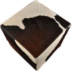 KUHFELL online & NOMAD Fußhocker Kuhfell Hocker Sitzwürfel 40 x 40 x 40 cm 6 Seiten aus echtem Kuhfell, Braun Weiß 6 Schwarz Weiß, Farbecht, Schmutzabweisend, Pflegeleicht