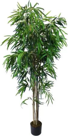 Kunstbambus künstlicher Bambus Deluxe 1400 Blätter Real-Touch Kunstpflanze Bambus, Arnusa, Höhe 190 cm, fertig im beschwerten Topf