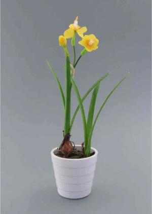 Kunstblume Kunstpflanze, Blume NARZISSE ca. 23cm. Im runden Kunststofftopf., Gasper, Höhe 23.00 cm