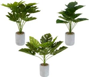 Künstliche Zimmerpflanze 3X künstliche Dekopflanze im Tontopf Palme, Zimmerpflanze, INtrenDU, Höhe 52 cm