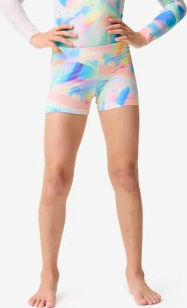 Kurze Gymnastikhose Mädchen glänzend - weiß