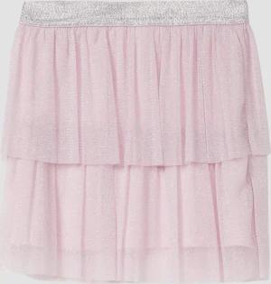 Kurzer Mesh-Rock mit Raffung und Glitzer