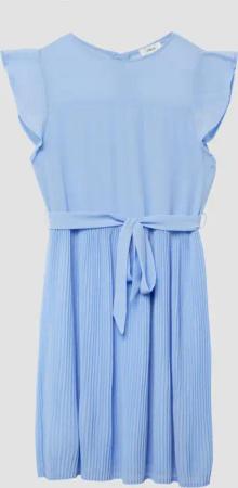 Kurzes Chiffonkleid mit Volantärmeln und Bindegürtel