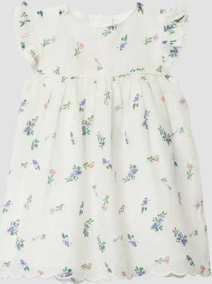 Kurzes Kleid mit All-over-Print und Zierkante