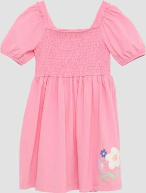 Kurzes Kleid mit Glitzerprint und Smok-Detail