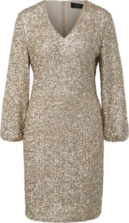 Kurzes Pailletten-Kleid mit Gummizug am Ärmel