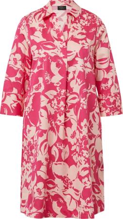 Kurzes Popeline-Kleid mit Print und Knopfleiste