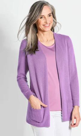 Kuschelweiche Kaschmir-Strickjacke - flieder - Gr. 42 von Goldner Fashion