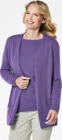 Kuschelweiche Kaschmir-Strickjacke - lila - Gr. 40 von Goldner Fashion