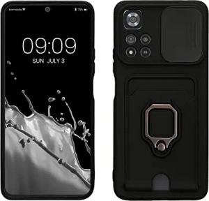 kwmobile Handyhülle kompatibel mit Xiaomi Redmi Note 11 Pro+ 5G / Note 11 Pro Plus 5G - Softcase mit Kameraschutz - Kartenfach - Schwarz