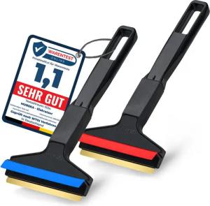 L & P Car Design Eiskratzer Auto Messing - schnell & mühelos - 2x Profi Scheibenkratzer Auto aus Premium HIPS - Messingklinge & Gummilippe - Murska aus Finnland