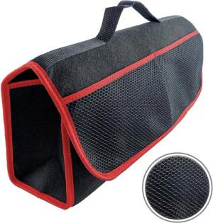 L & P Car Design Organizer Kofferraumtasche Auto in schwarz mit rotem Saum