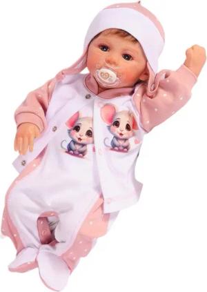 La Bortini Strampler, Jäckchen & Mütze Stramplerhose Mützchen Hemdchen Set Baby Anzug mit Mäuschen aus reiner Baumwolle