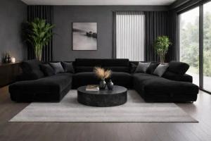 Labett Wohnlandschaft mit Schlaffunktion & Bettkasten GUSTAVO U-Form Sofa aus Cord