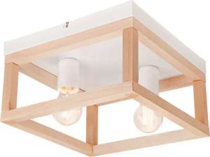 Lamkur Deckenleuchte VILLY 45993 weiß natur Holz Stahl H/L: ca. 17x30 cm E27 2 Brennstellen