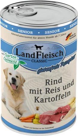 LANDFLEISCH Classic Senior Rind mit Kartoffeln & Gartengemüse 400 g - 6 Stück, für: Hund