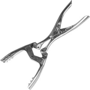 Landshop24 Grillbesteck-Set Kohlenzange Brikettzange Kaminzange Zange mit Gelenk, Stahlblech verzinkt