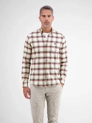 Langarmhemd. BIG FLANNELCHECK - Fog White