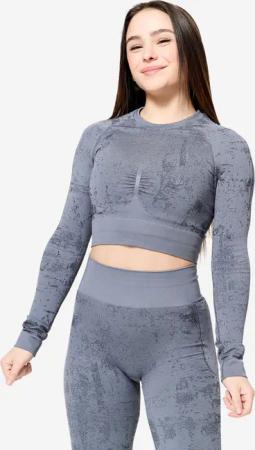 Langarmshirt Damen Crop Top - grau