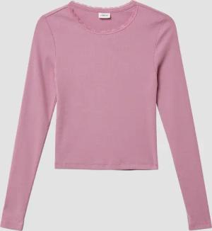 Langarmshirt im Slim Fit aus Rippware mit Spitzendetail