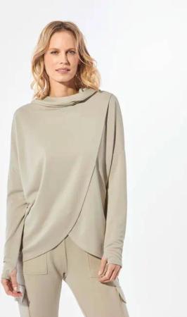 Langarmshirt in Tulpenform mit Kapuze - grau - Gr. M von Goldner Fashion