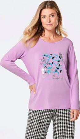 Langarmshirt mit Glitzer-Druck - flieder / gemustert - Gr. 21 von Goldner Fashion