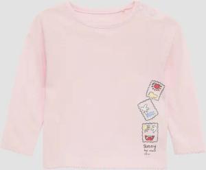 Langarmshirt mit Glitzerprint und Mausezahnkante