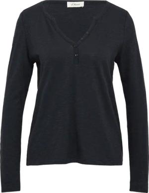 Langarmshirt mit Henley-Ausschnitt und Flammgarnstruktur