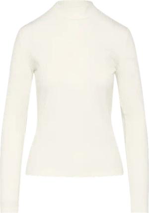 Langarmshirt mit Rippstruktur und Stehkragen