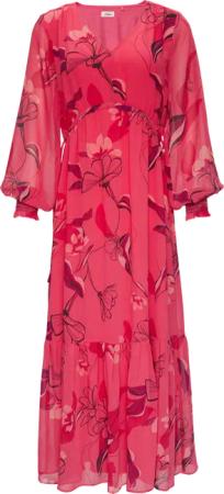 Langes Chiffonkleid mit Smok-Details